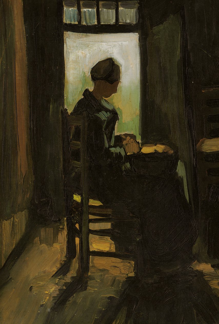 Açık Kapının Önünde Oturan Kadın, Patates Soyuyor, 1885 by Vincent van Gogh