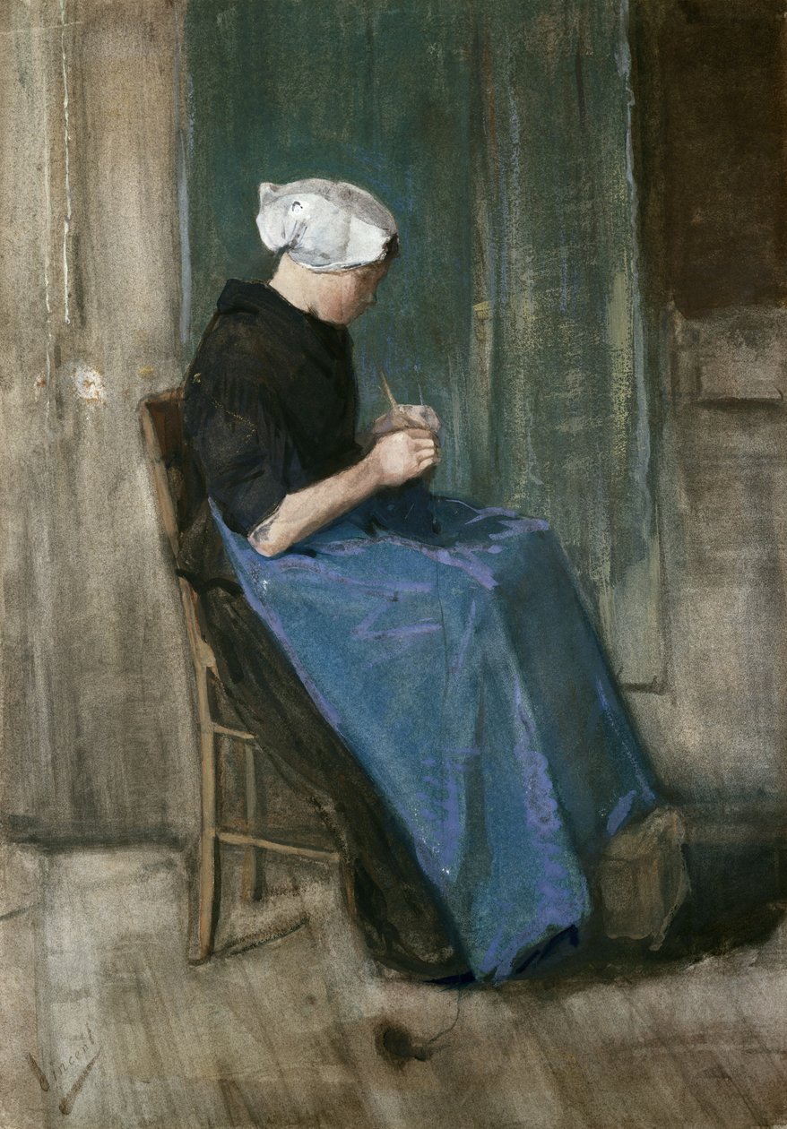 Genç Scheveningen Kadın Örgüsü, Sağa Dönük, 1881 by Vincent van Gogh