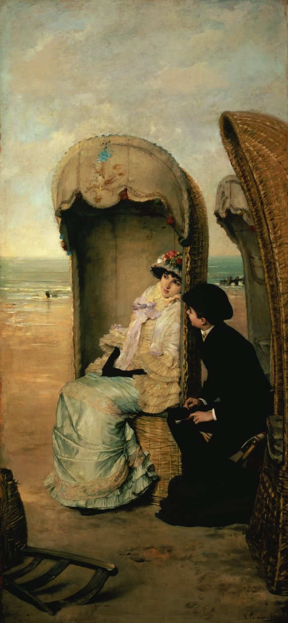 Confidences on the Beach, c.1883  by Vincente Gonzalez Palmaroli