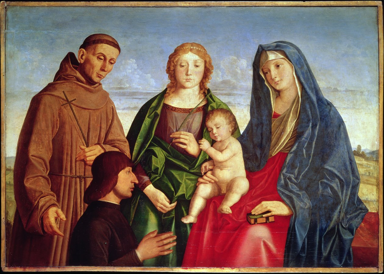 Aziz Francis, Kadın Aziz ve Bağışçı ile Bakire ve Çocuk by Vincenzo di Biagio Catena
