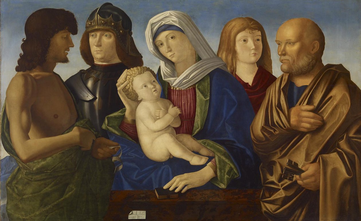 Madonna ve Dört Azizli Çocuk, c.1500 (panelde boya) by Vincenzo di Biagio Catena