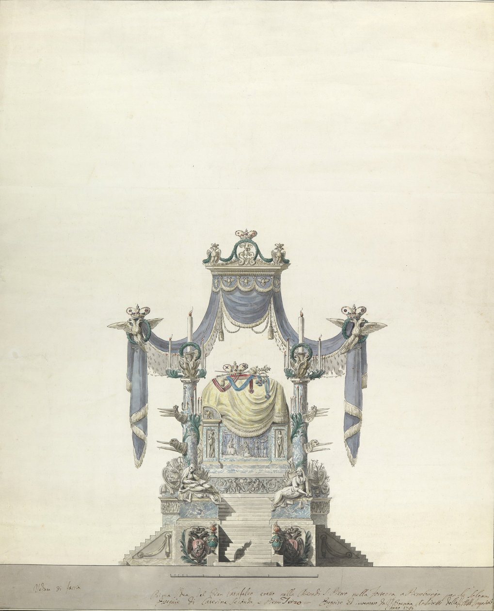İmparatoriçe Catherine Büyük Rusya Cephesi için Katafalk., 1796. by Vincenzo Brenna