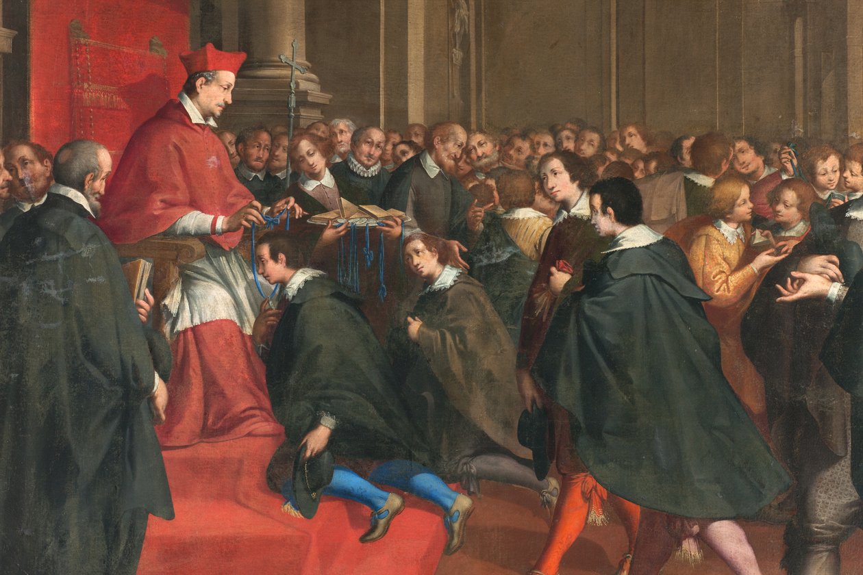 Milan, San Francesco da Paola Kilisesi, Fratelli Campi, Kardinal Federico, Hıristiyan doktrininin ustaları grubunu organize ediyor by Vincenzo and Campi Antonio Campi