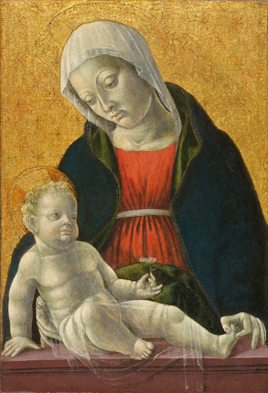 Madonna ve Çocuk, yaklaşık 1460-1470 (panelde tempera ve altın varak) by Vincenzo Foppa