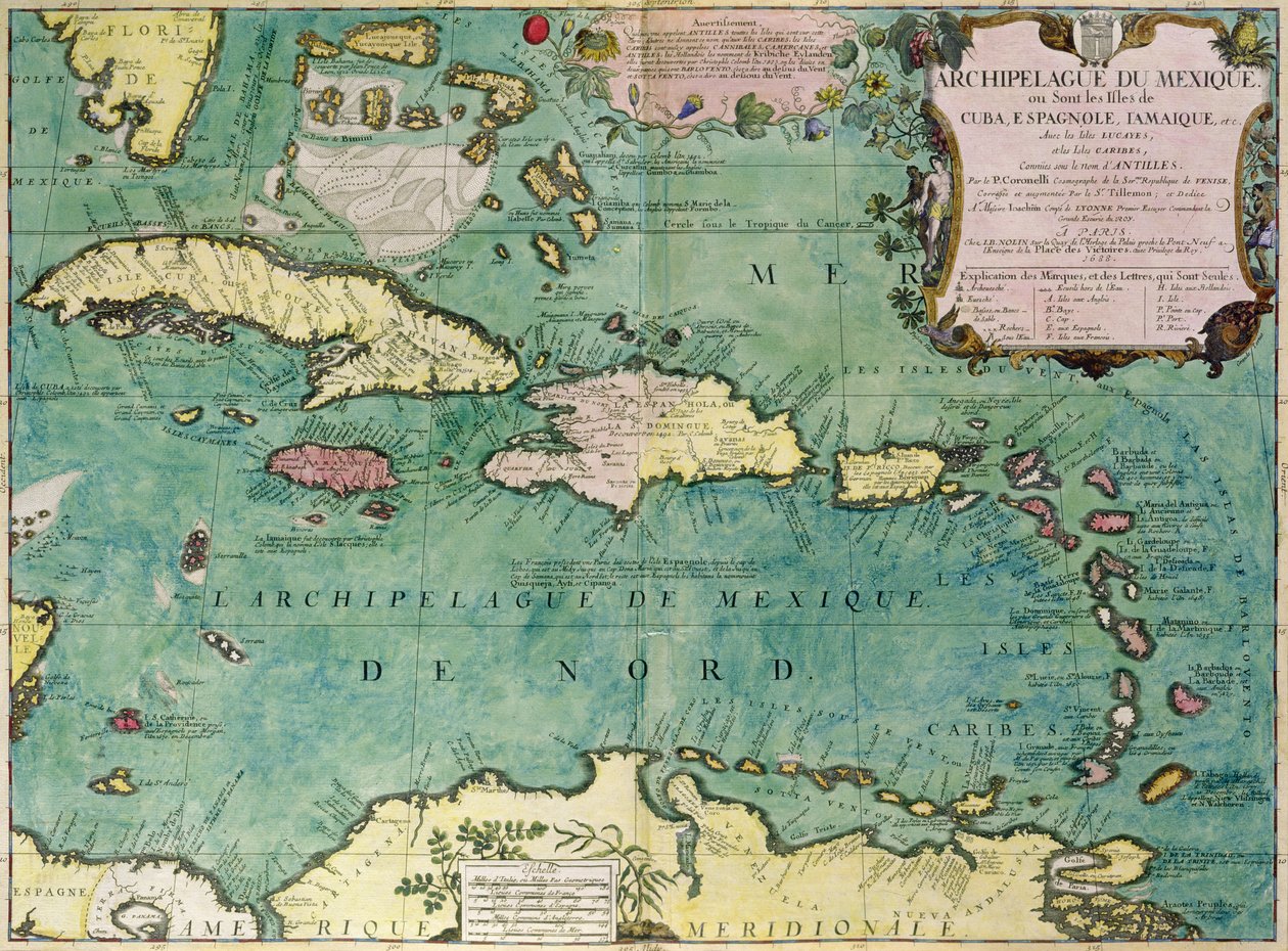 Meksika Takımadaları Haritası by Vincenzo Maria Coronelli