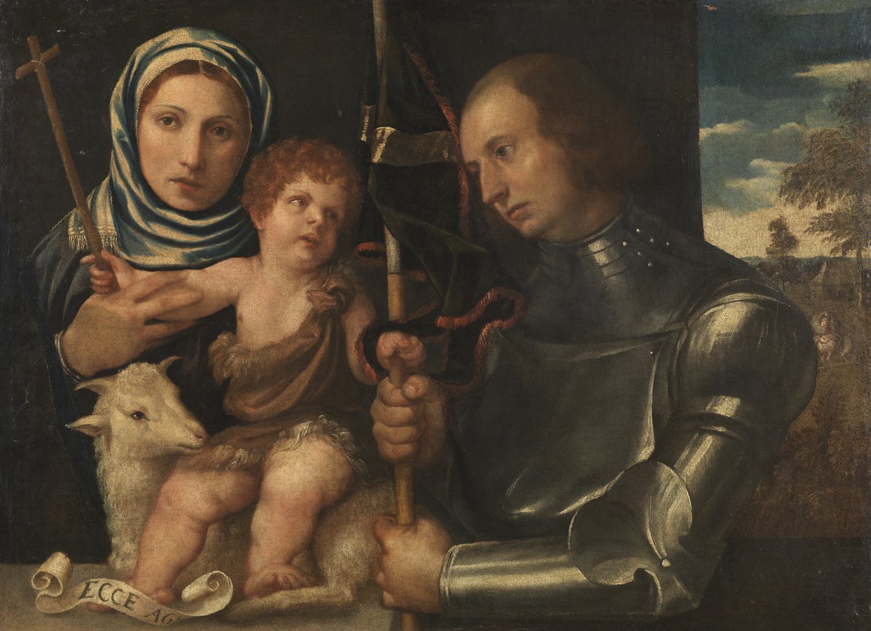 Bir Kadın Aziz ve bir Savaşçı Aziz ile Bebek Aziz John, 1510-20 by Vincenzo di Biagio Catena