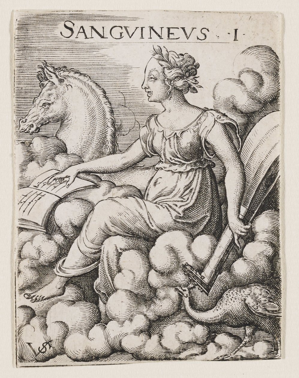 Sanguine Temperament, c.1530-62 (gravür) by Virgilius the elder Solis