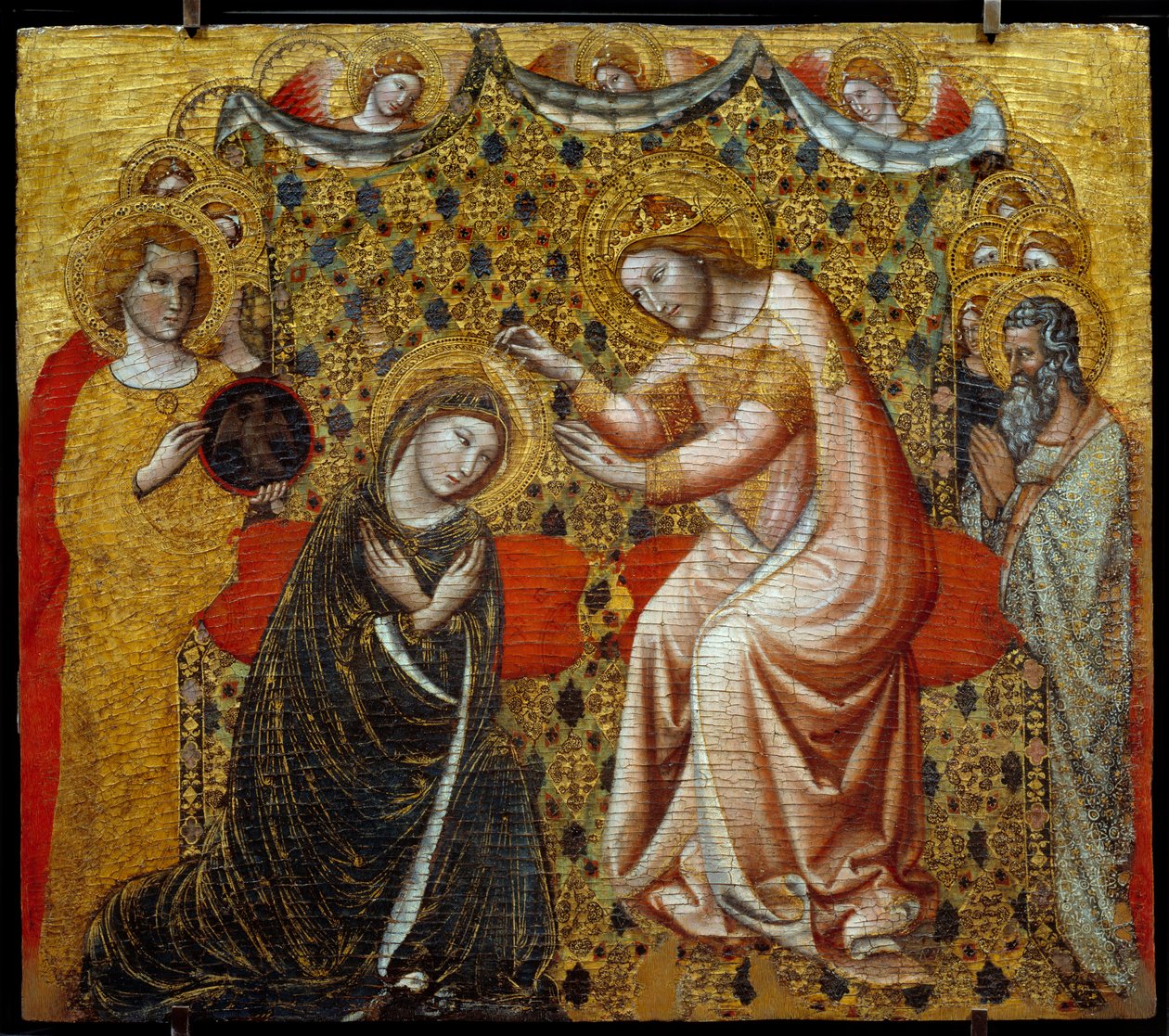 Vitale da Bologna (1289/1309-1359/1369) tarafından Bakire Ahşap Resminin Taç Giymesi Paris, Musee du Louvre by Vitale da Bologna