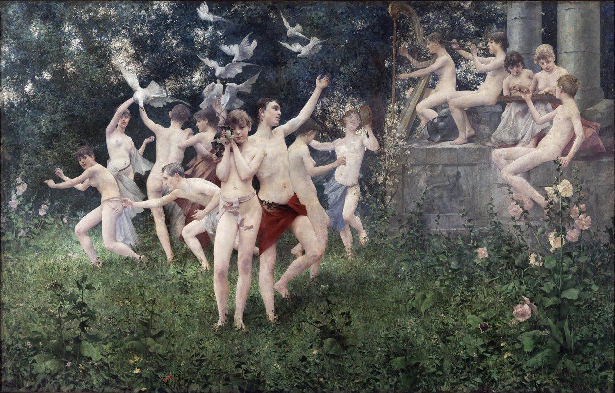 Bahar Festivali (Alegorik Sahne) - Masek, Karel Vitezslav (1865-1927) - 1889 - Tuval üzerine yağlı boya - Ulusal Galeri, Prag by Vitezlav Karel Masek