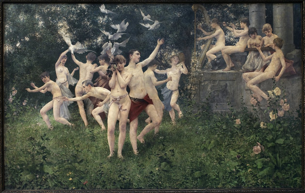 Bahar Şenliği (alegorik sahne). Karel Vitezslav Masek (1865-1927), Tuval Üzeri Yağlıboya Tablo by Vitezlav Karel Masek
