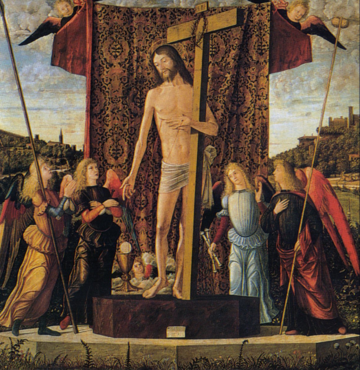 Tutkunun aletleriyle dört melek arasında İsa by Vittore Carpaccio