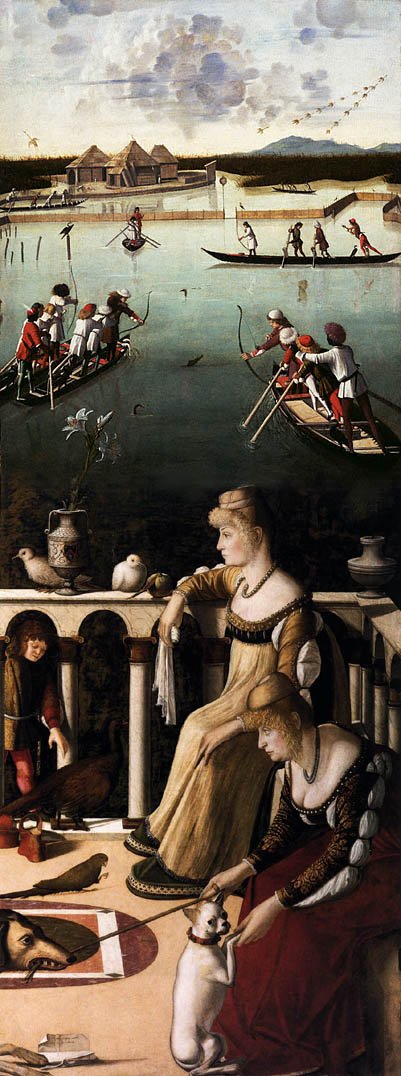 İki Venedikli bayan ve lagünde avlanıyor by Vittore Carpaccio