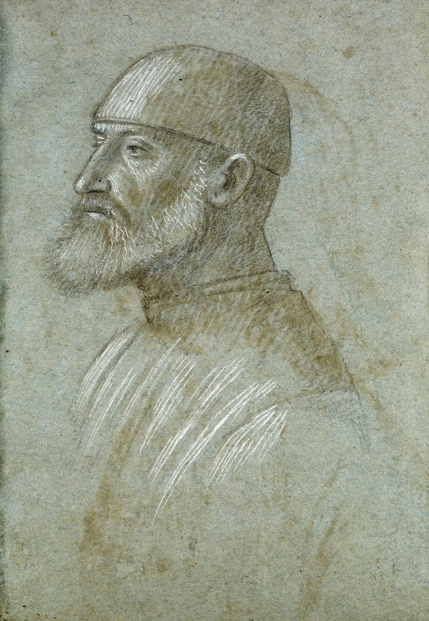 Sol Profilde, Şapkalı Sakallı Adamın Başı by Vittore Carpaccio