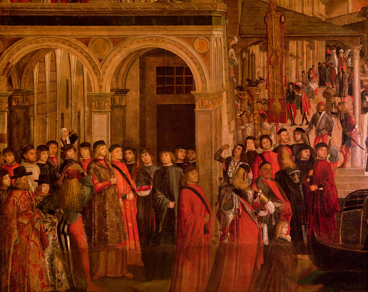The Miracle of the Relic of the True Cross on the Rialto Bridge, 1494 oil on canvas detail of 119437 by Vittore Carpaccio
