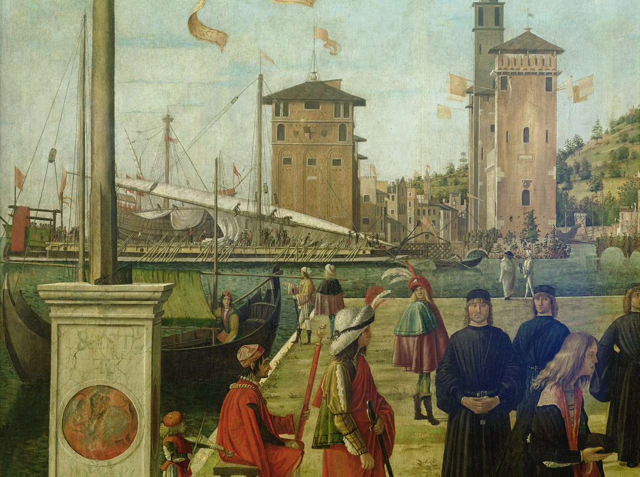 Elçilerin Dönüşü, St. Ursula Döngüsünden, 1490-94, 51114 detayı by Vittore Carpaccio