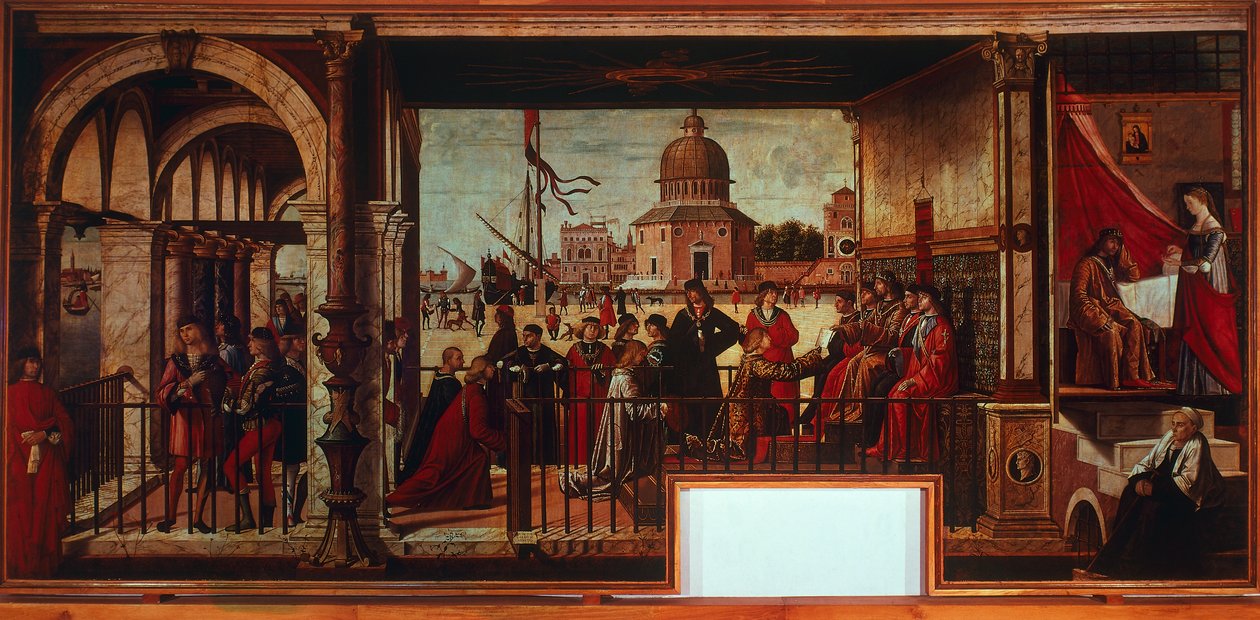 İngiliz Büyükelçilerinin Brittany Mahkemesi'ne Gelişi (resim) by Vittore Carpaccio