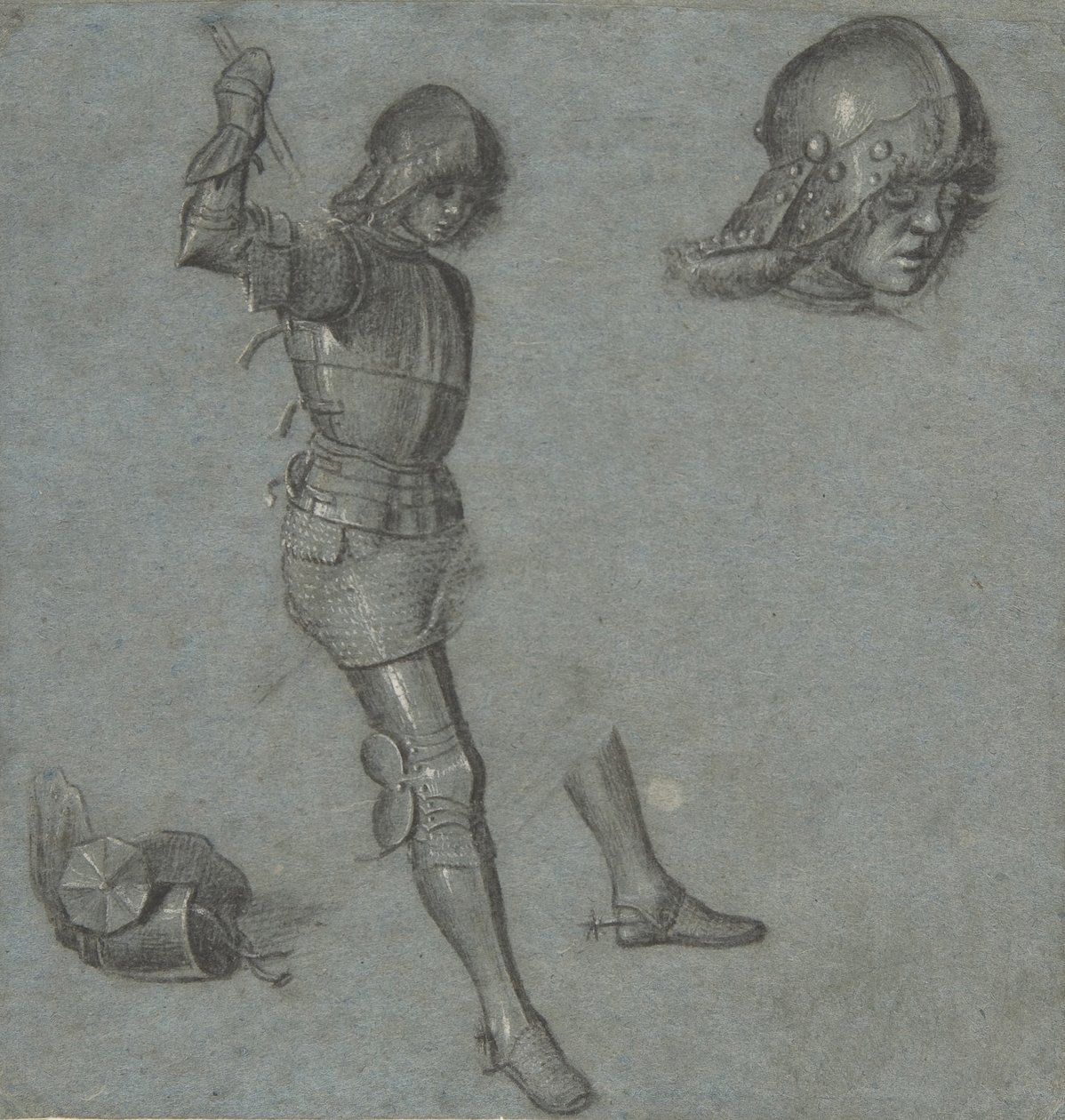 Zırhlı Oturan Bir Gençliğin Çalışmaları, ca. 1505. by Vittore Carpaccio