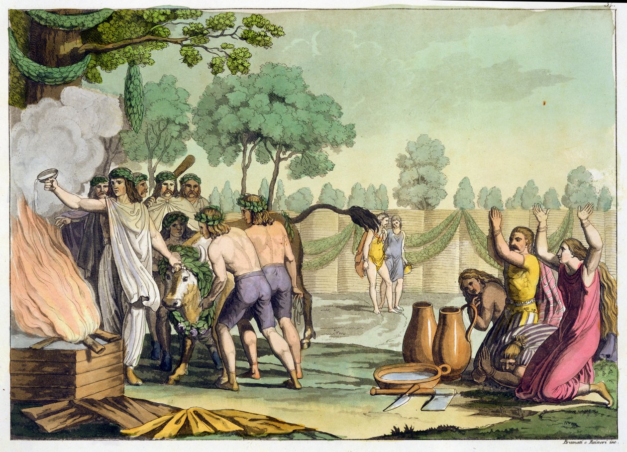 İnek Kurban Eden Antik Keltler veya Galyalılar, c.1800-18 by Vittorio Raineri