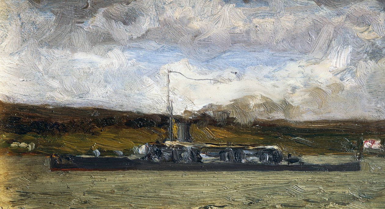 Deniz kıyısında vapur, Vittorio Avondo (1836-1910) by Vittorio Avondo
