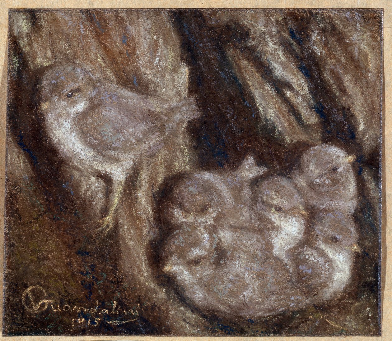 La Couvee Pastel, Vittorio Guandalini (1861-1923) by Vittorio Guandalini