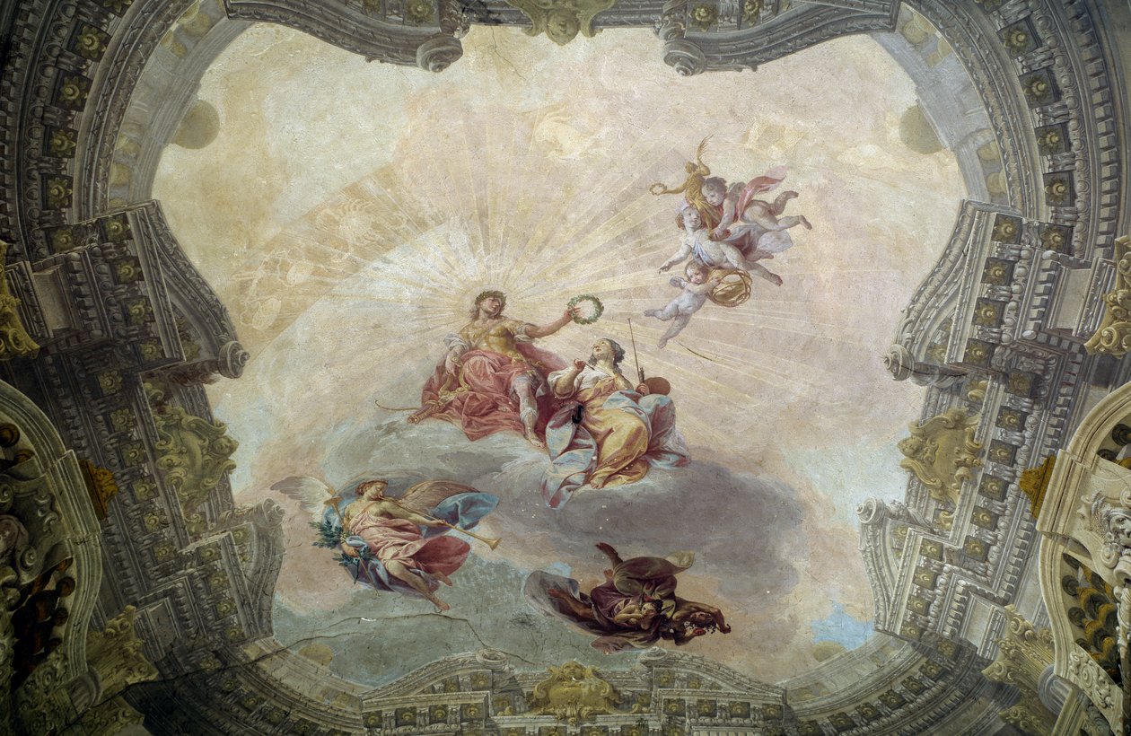 Apollon taçlandıran tablo by Vittorio Maria Bigari