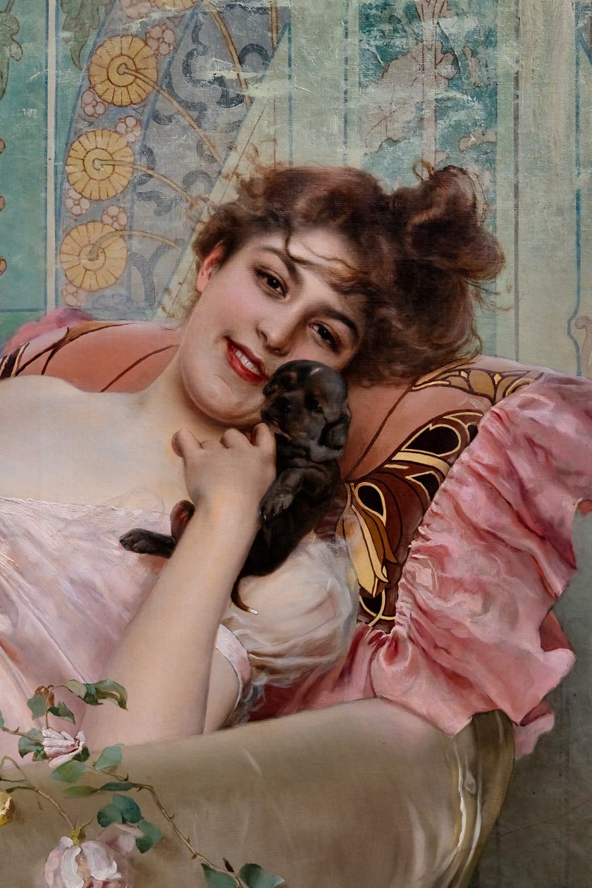 Küçük Köpekli Bayan, detay by Vittorio Matteo Corcos