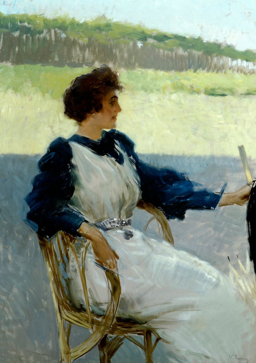 Açık havada bayan portresi, Vittorio Matteo Corcos (1859-1933), tuval üzerine yağlı boya, 92x64 cm, 1910 dolayları by Vittorio Matteo Corcos