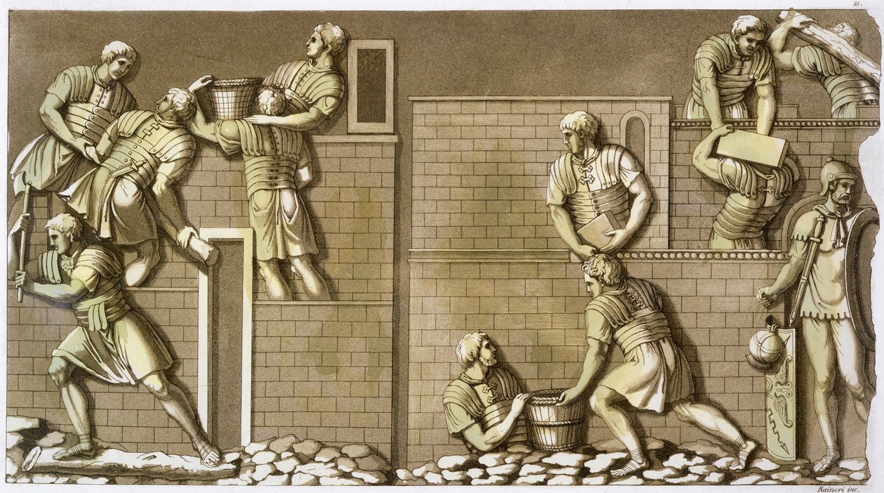 Bir kale inşa eden Romalı askerler, c1820-1839 by Vittorio Raineri
