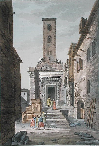 Aesculapius Tapınağı, Split, Yugoslavya, c.1820 (renkli gravür) by Vittorio Raineri