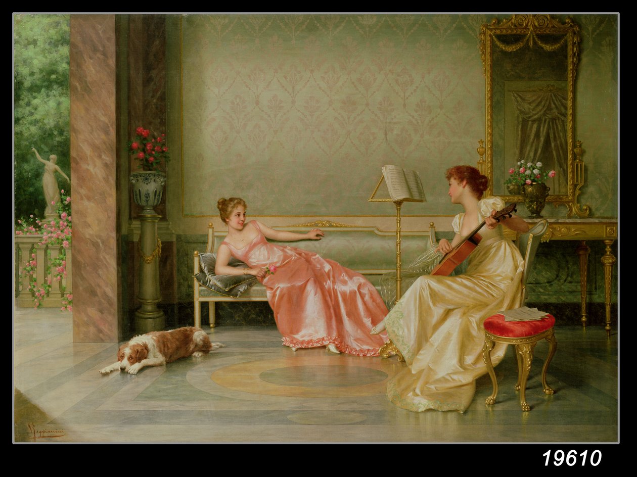 Bir Müzik Arası (tuval üzerine yağlı boya) by Vittorio Reggianini