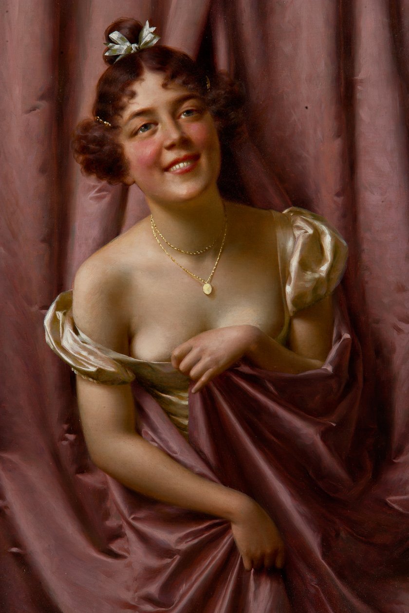 Mor Kadın (tuval üzerine yağlı boya) by Vittorio Reggianini