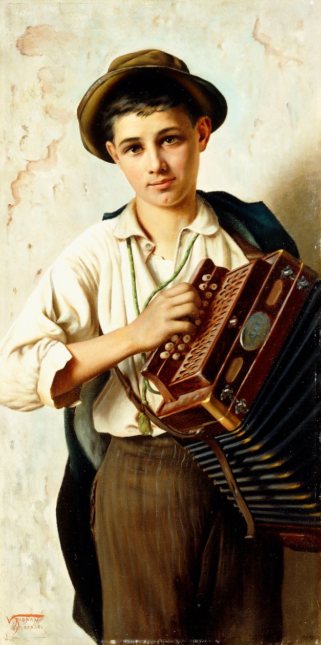 Genç Bir Akordeon Çalar by Vittorio Rignano
