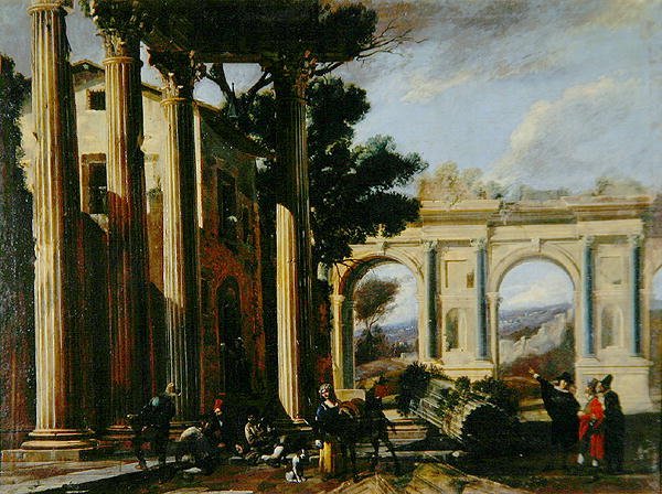 İki Kemerli Mimari Görünüm by Viviano Codazzi