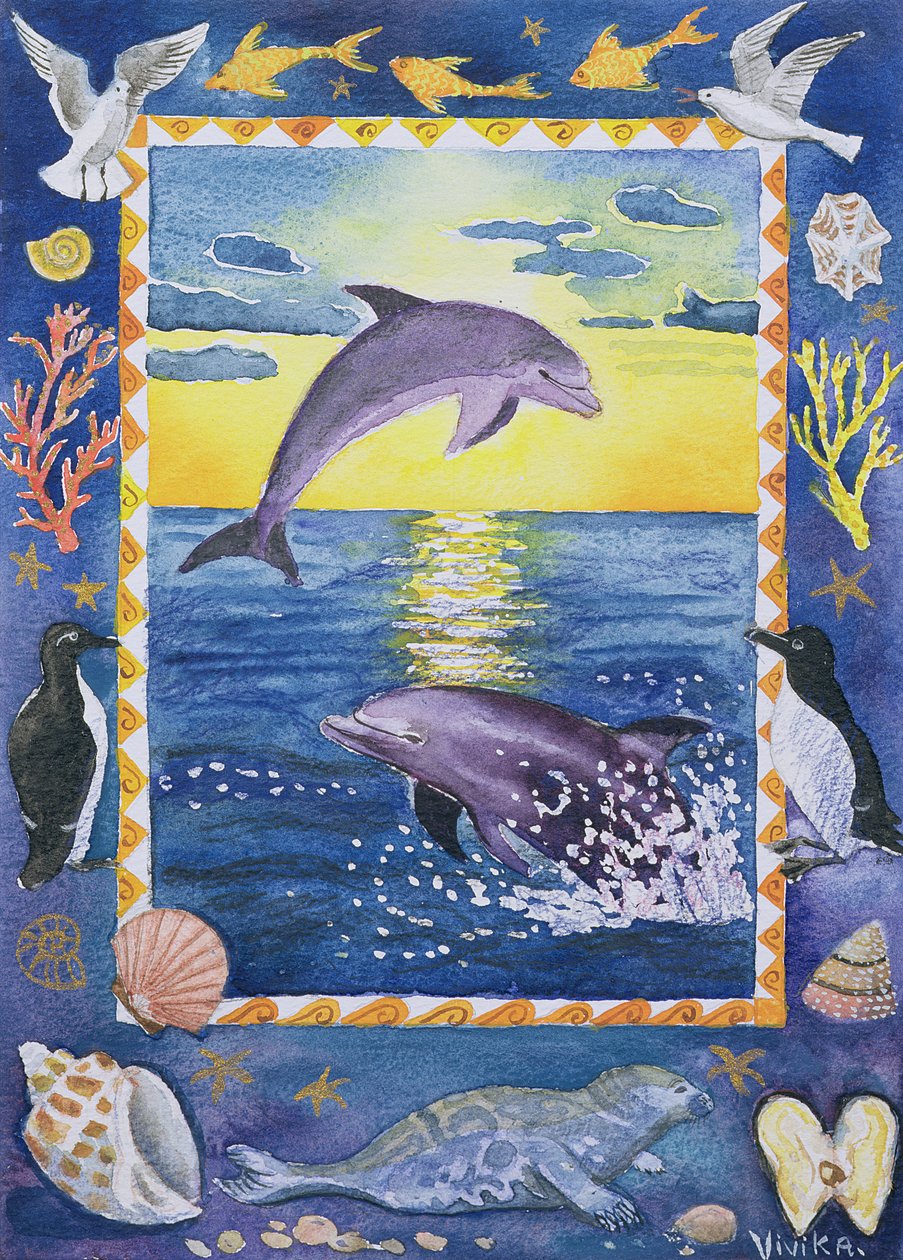 Dolphin, 1999 (kağıt üzerinde wc) by Vivika Alexander