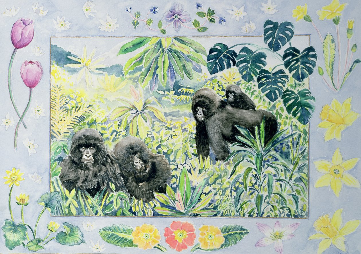 Dağ Gorilleri (bir takvimden Mart ayı) by Vivika Alexander