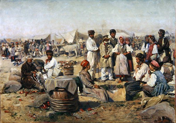 ಪೋಲ್ಟೋವಾ ಟರ್ಕಿಯಲ್ಲಿ ಜಾತ್ರೆ by Vladimir Egorovic Makovsky