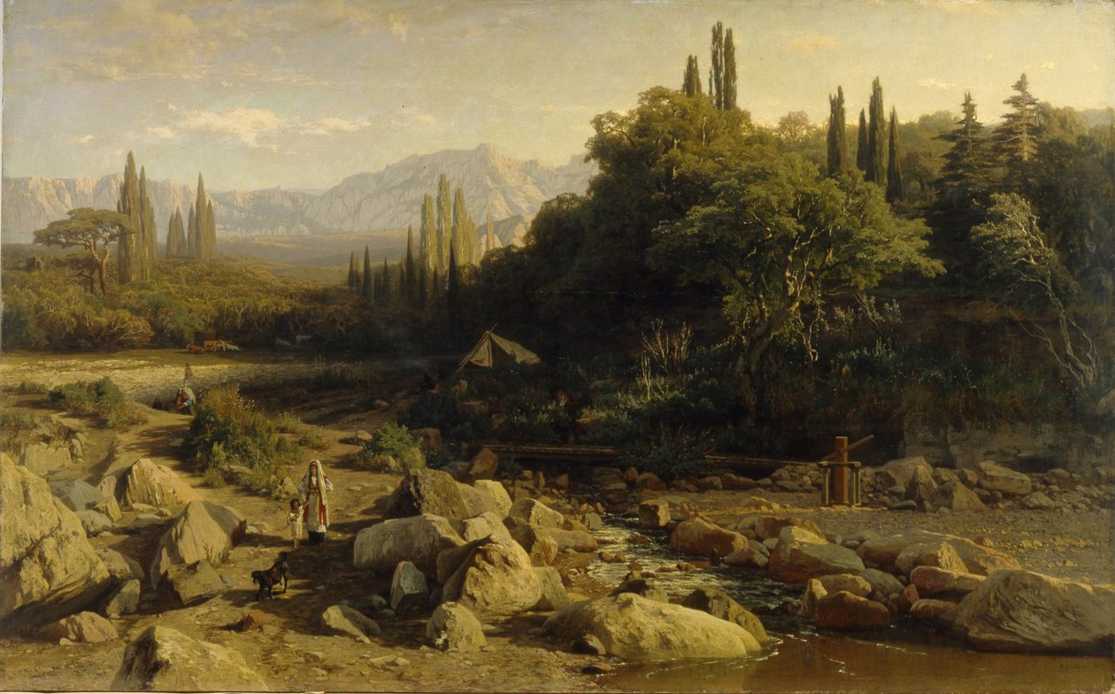 Kırım. Nehir ile dağ manzarası, 1868 by Vladimir Donatovich Orlovsky