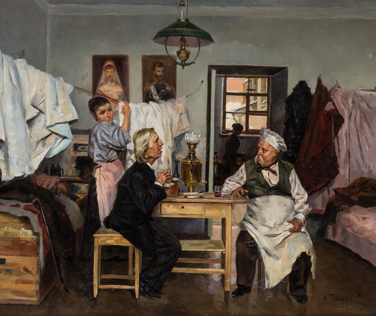 Semaverde, Makovsky tarafından Vladimir Yegorovich (1846-1920). Tuval üzerine yağlıboya by Vladimir Egorovic Makovsky