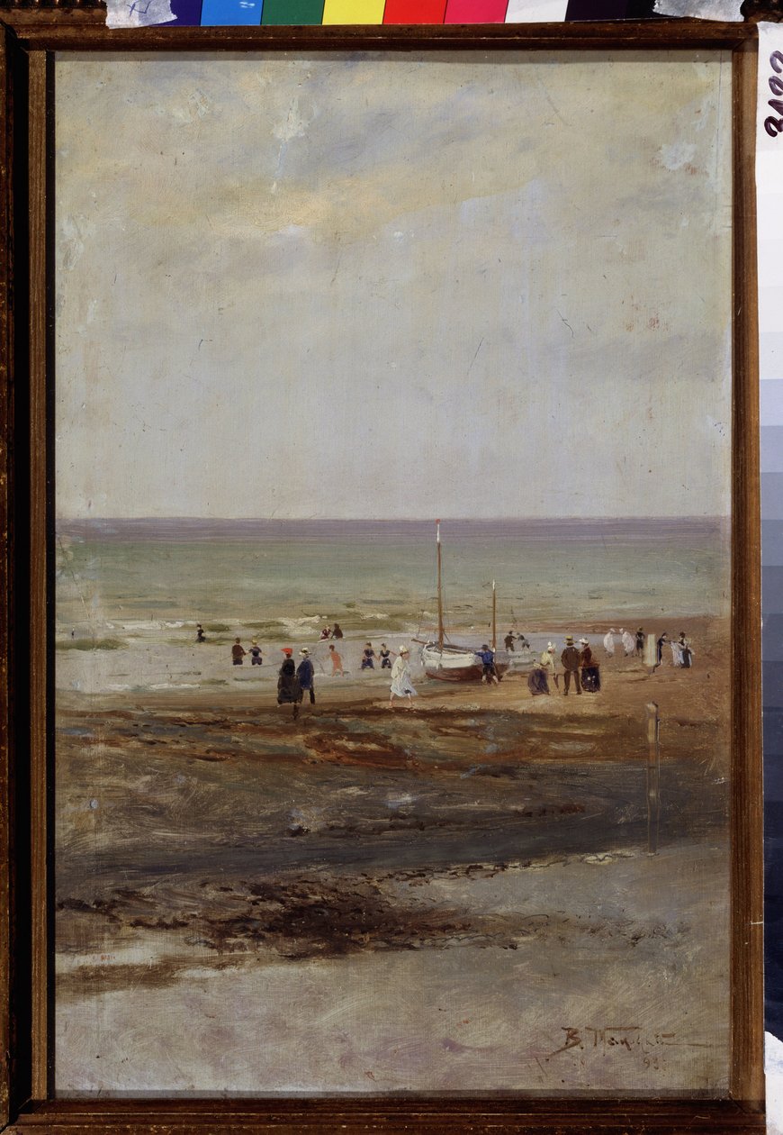 Sur la plage (Sahilde). Peinture de Vladimir Yegorovich Makovski (Makovsky, Makovskij) (1846-1920), huile sur toile by Vladimir Egorovic Makovsky