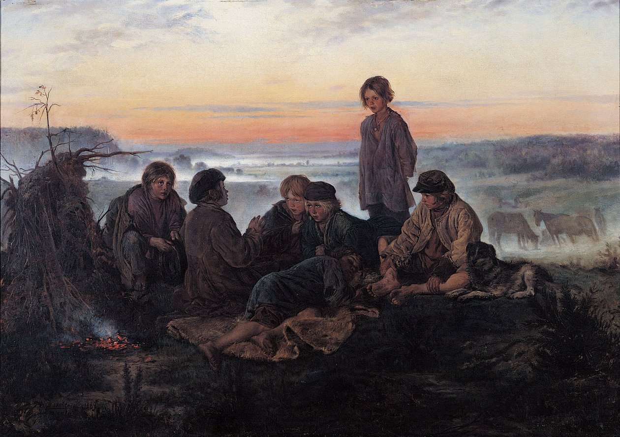 Bezhin Lea, 1869 by Vladimir Egorovic Makovsky