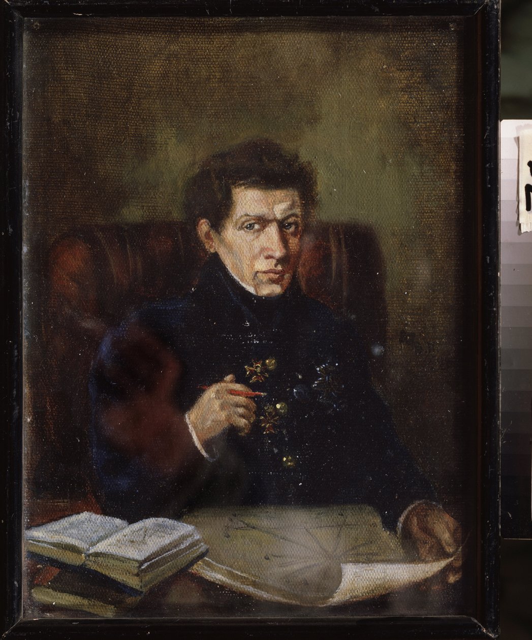 Matematikçi Nikolai Lobachevsky'nin (Lobachevsky) portresi (1792-1856). Vladimir Yakovlevich Perelman'ın (1892-1967) tablosu, tuval üzerine yağlıboya, yaklaşık 1940. 20. yüzyıl Rus sanatı, Sovyet sanatı. Udmurt Cumhuriyeti Sanat Müzesi, Ljevsk (Rus by Vladimir Lochevski Perelman