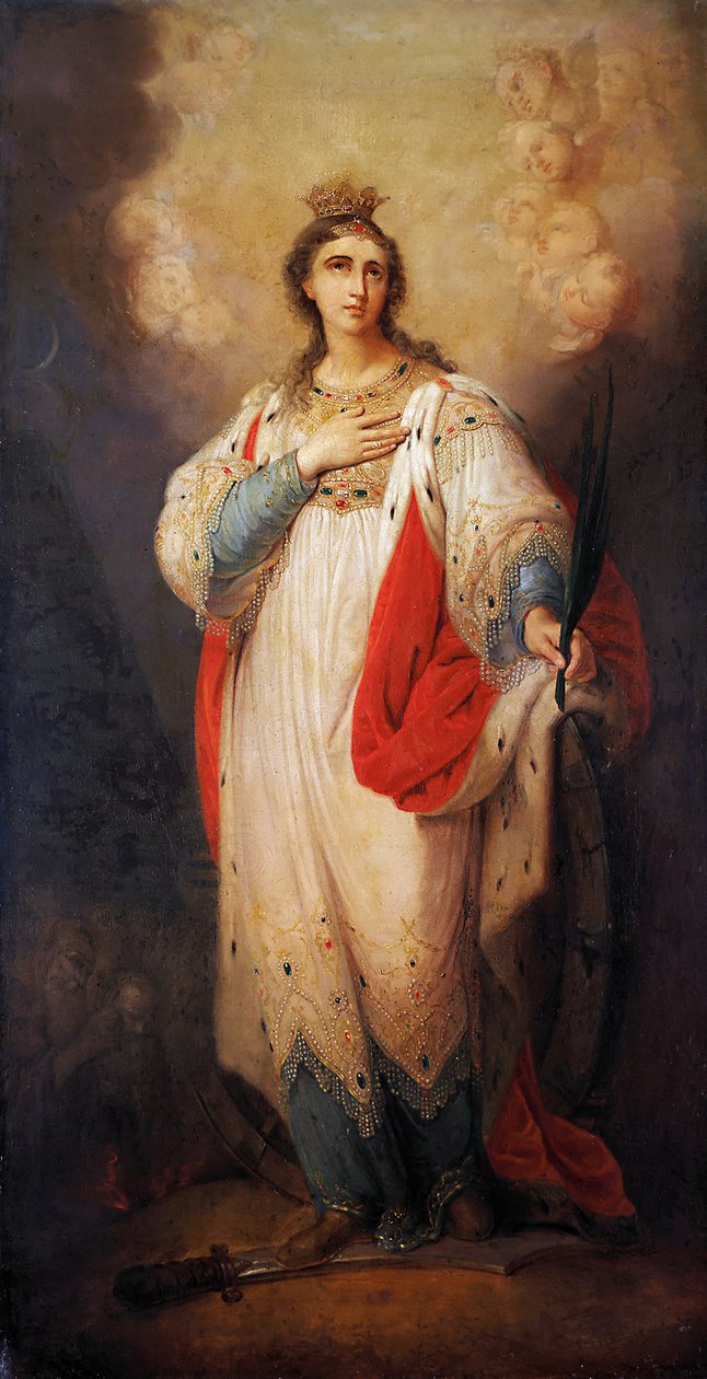Aziz Catherine (karton üzerine yağlı boya) by Vladimir Lukich Borovikovsky