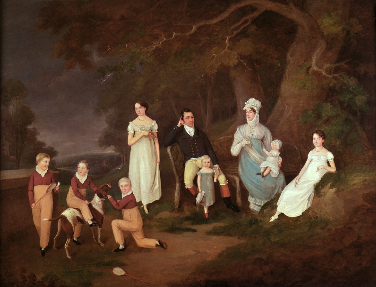 Yeni Ormanın Kıyısında Bir Yaver, Karısı ve Çocuklarının grup portresi, 1817 by W. Allison