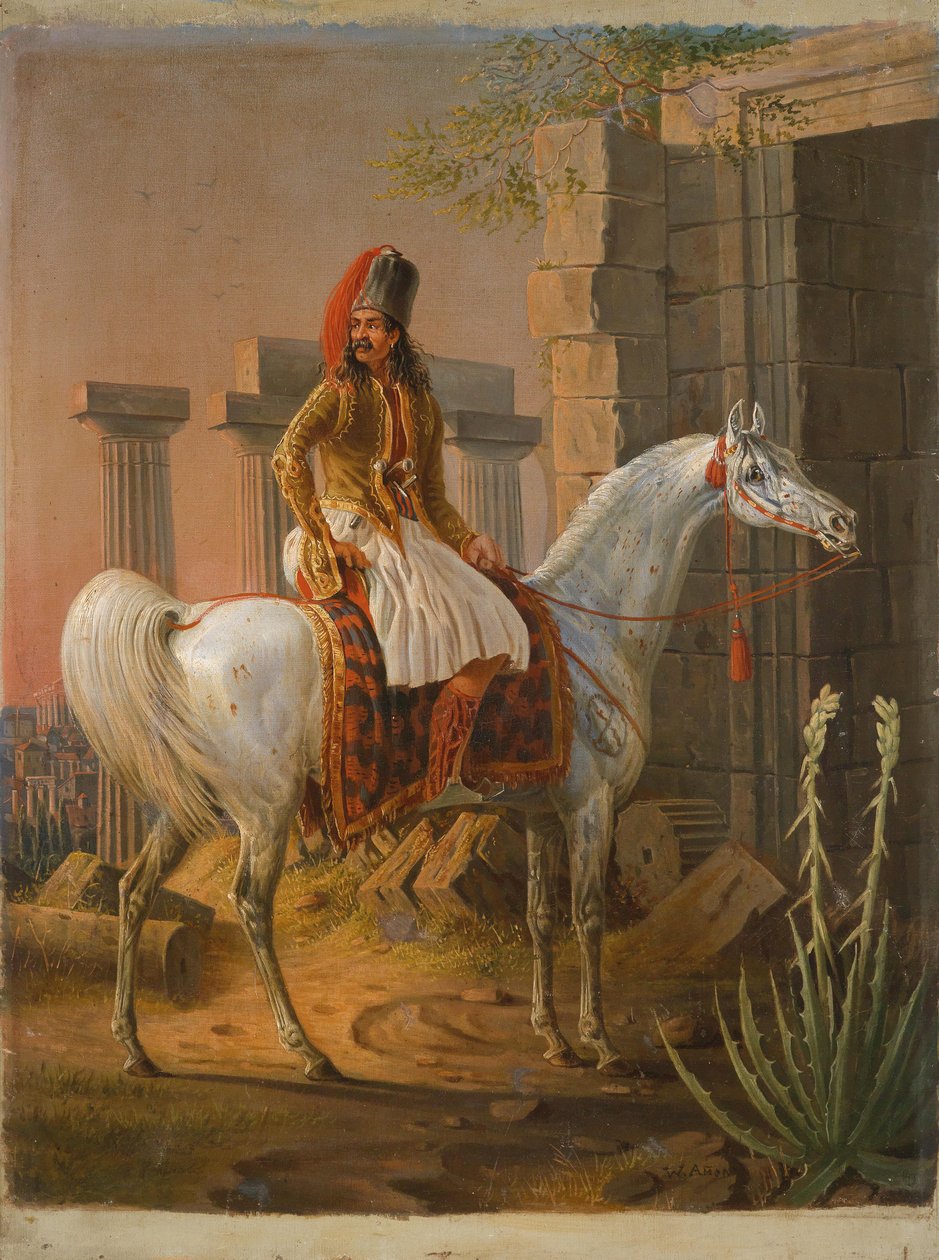 Antik kalıntılar arasında Yunan süvari by W. Ammon