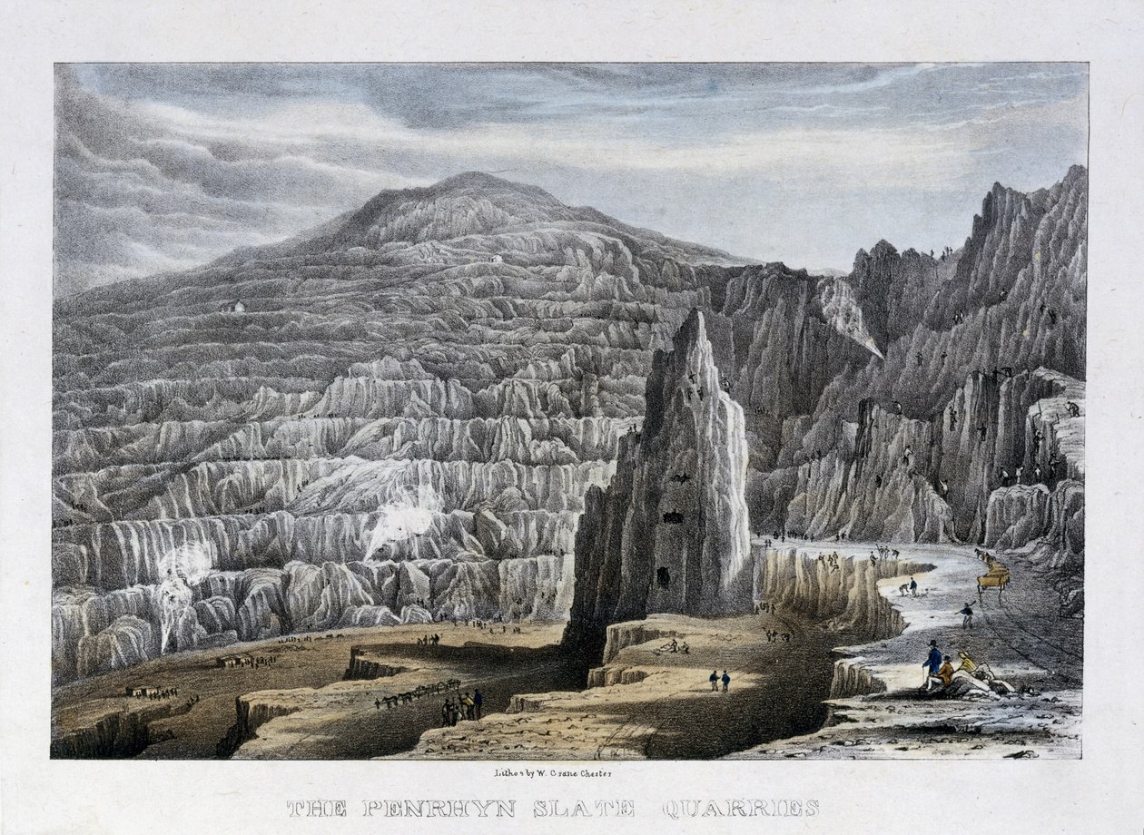 Penrhyn Slate Ocakları, 1842 (el boyaması taş) by Walter Crane