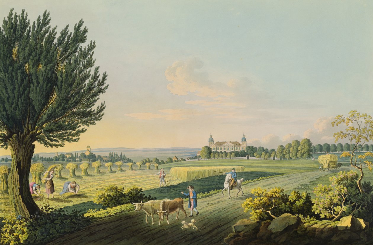 Carl August Richter (1770-1848) tarafından oyulmuş Hundisburg görünümü (wc ile gravür) by W. after Behrendsen