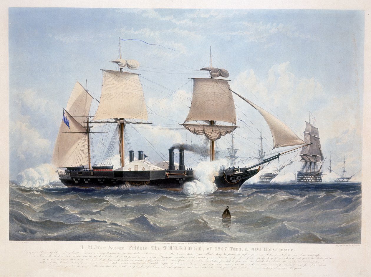HMS Korkunç, gravür Henry Papprill (fl.1846-48) 1845 (aquatint) by W. after Knell