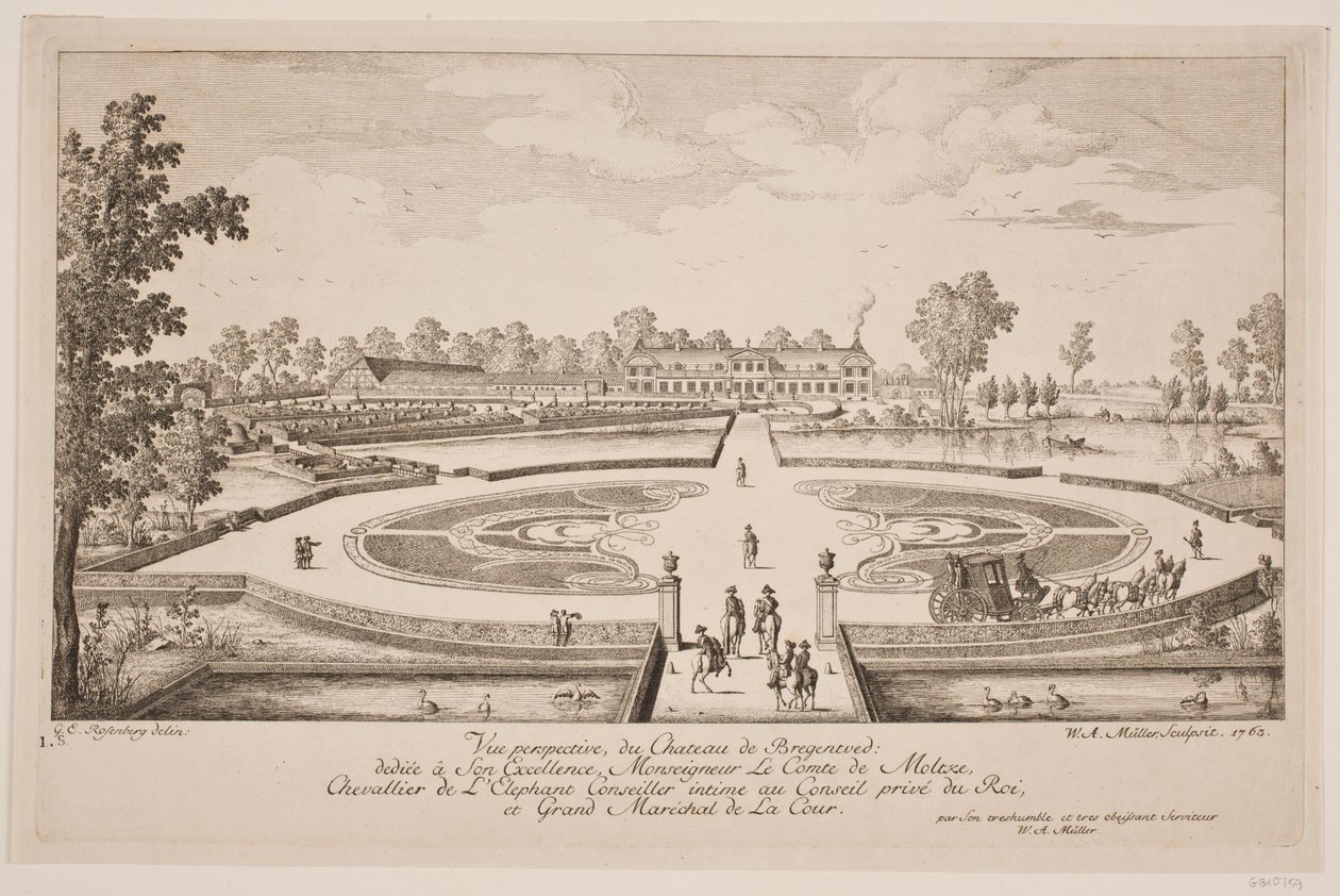 Vue perspektif du Chateau de Bregentved by W.A. Müller