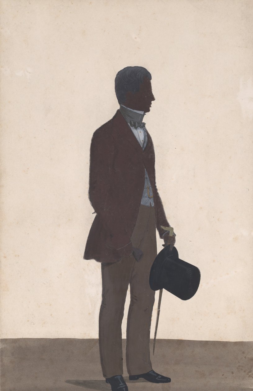 Genç bir adam, ayakta, tam boy siluet, profilden sağa, 1850. by WH Beaumont