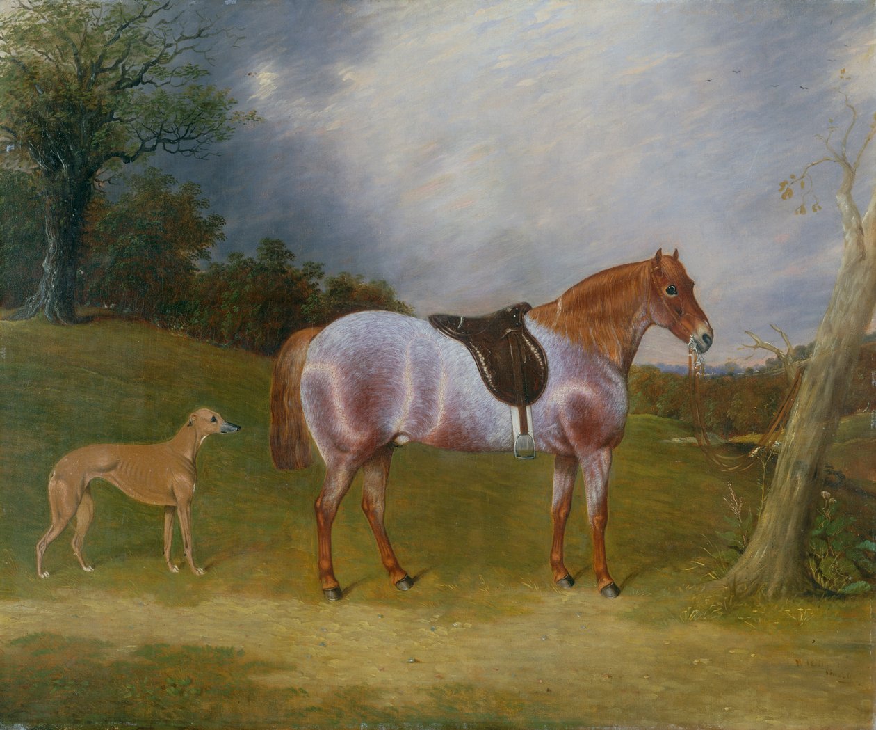'Gaffer', Bir Peyzajda Tazılı Kestane Pony by W.J. Gilbert
